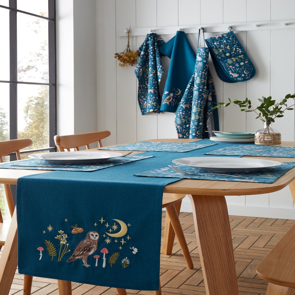 Catherine Lansfield Enchanted Twilight Animals Cotton Dining Placemat 4 Pack Navy Blue