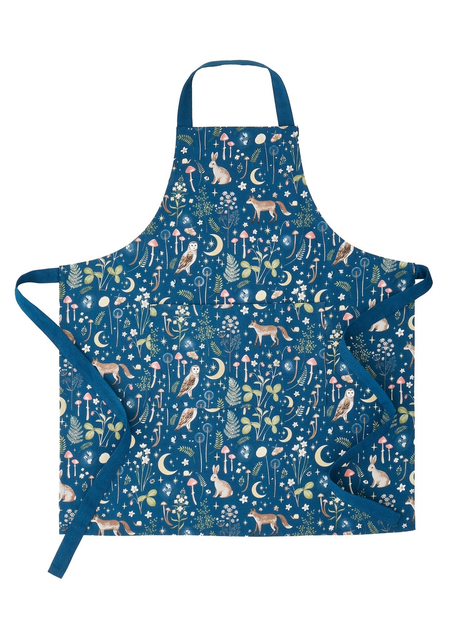 Catherine Lansfield Enchanted Twilight Animals Cotton Kitchen Adult Apron Navy