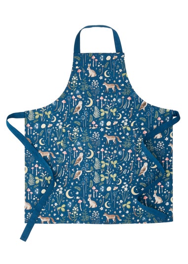 Catherine Lansfield Enchanted Twilight Animals Cotton Kitchen Adult Apron Navy