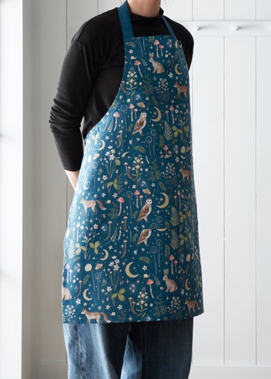 Catherine Lansfield Enchanted Twilight Animals Cotton Kitchen Adult Apron Navy