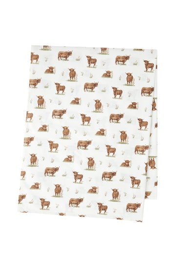 Catherine Lansfield Angus Highland Cow Cotton Table Cloth Natural