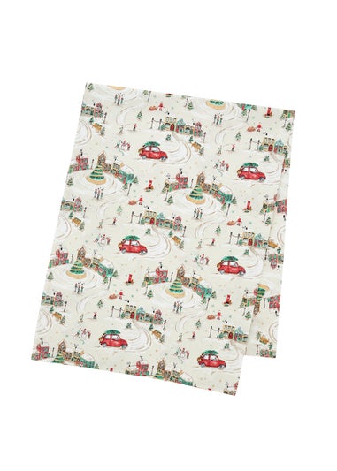 Catherine Lansfield Christmas Town Cotton Table Cloth Natural