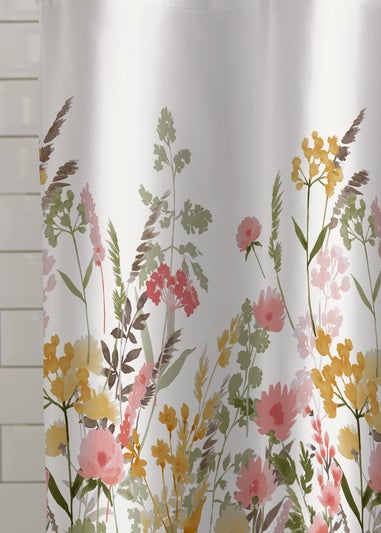Catherine Lansfield Countryside Floral Shower Curtain Pink