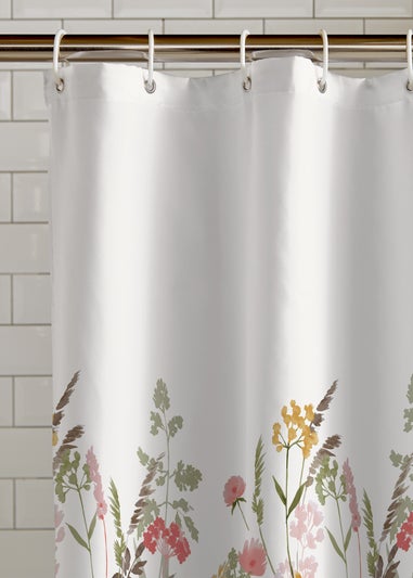 Catherine Lansfield Countryside Floral Shower Curtain Pink