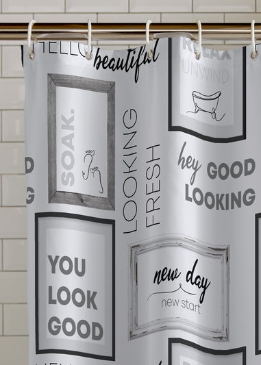 Catherine Lansfield Relax and Unwind Shower Curtain Grey / Black