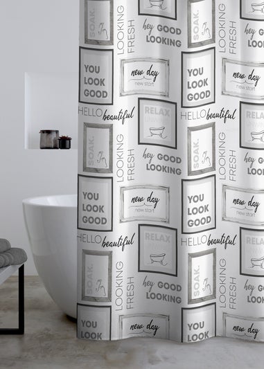 Catherine Lansfield Relax and Unwind Shower Curtain Grey / Black