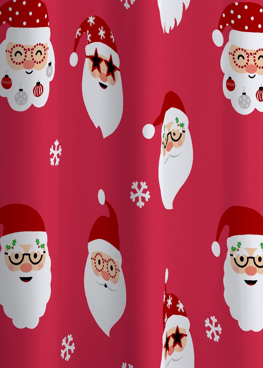 Catherine Lansfield Christmas Santa Spec-Tacular Shower Curtain Red