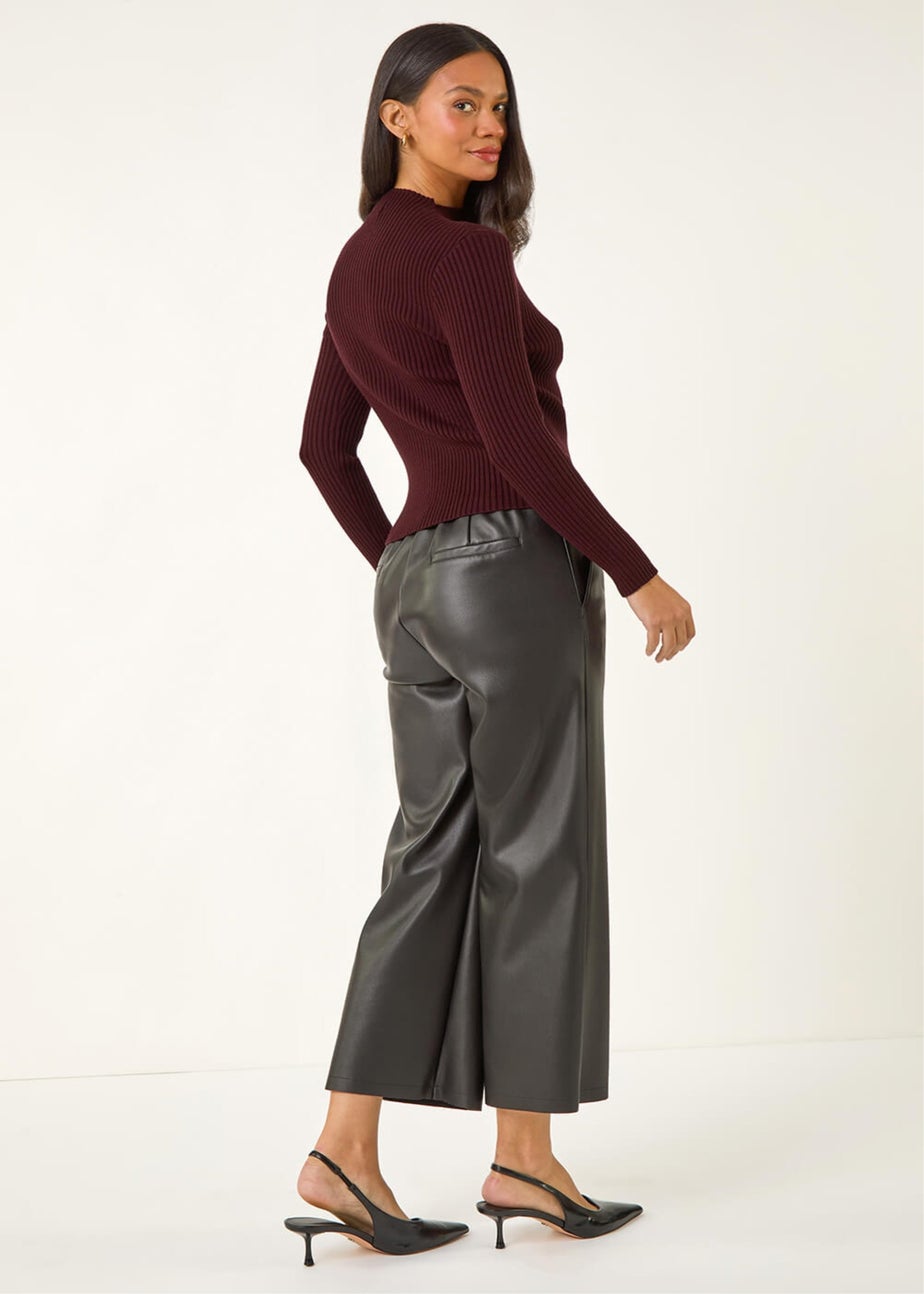 Dusk Purple High Neck Button Detail Rib Jumper