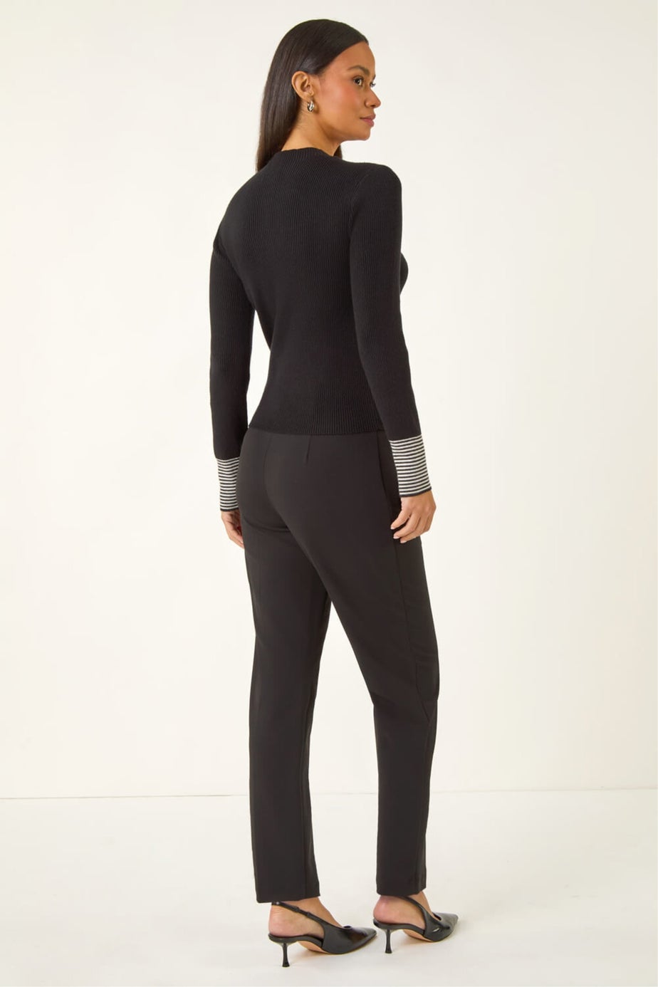 Dusk Black Buttoned Ribbed Knit Jumper