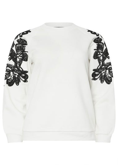 Star By Julien Macdonald Ivory White Floral Embroidered Sweatshirt