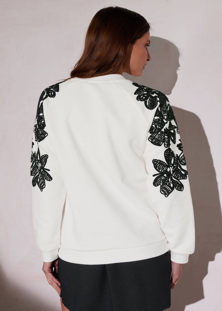 Star By Julien Macdonald Ivory White Floral Embroidered Sweatshirt