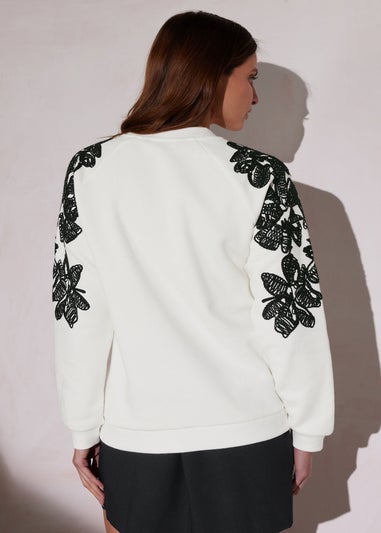 Star By Julien Macdonald Ivory White Floral Embroidered Sweatshirt