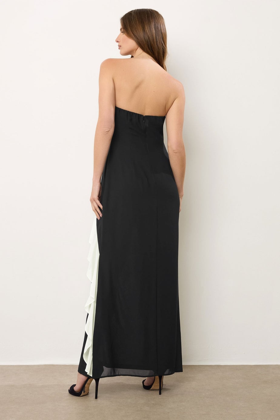 Star By Julien Macdonald Black Bandeau Contrast Ruffle Maxi Dress
