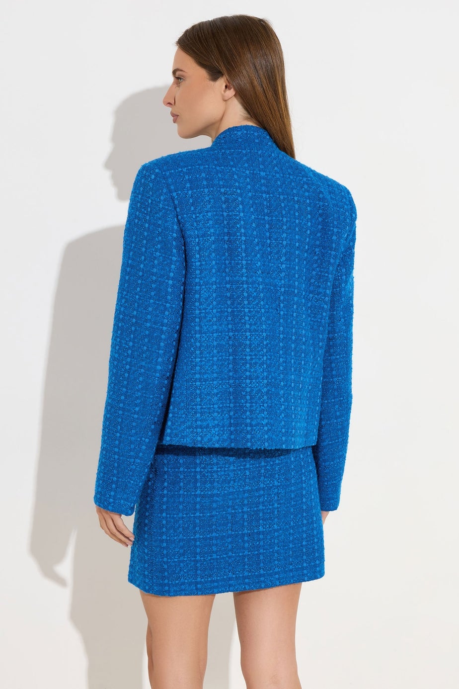 Star By Julien Macdonald Blue Tweed Button Mini Skirt