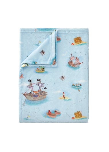 Belle & Boo Pirates Cosy Fleece Blanket Throw Blue