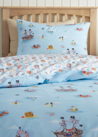 Belle & Boo Pirates Reversible Cotton Duvet Cover Set Blue