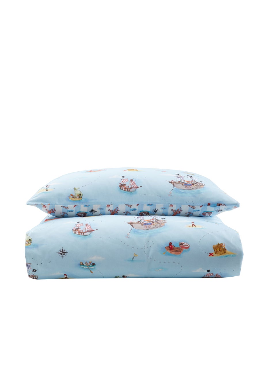 Belle & Boo Pirates Reversible Cotton Duvet Cover Set Blue