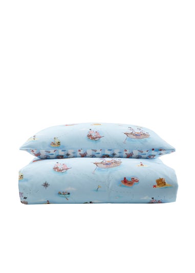 Belle & Boo Pirates Reversible Cotton Duvet Cover Set Blue