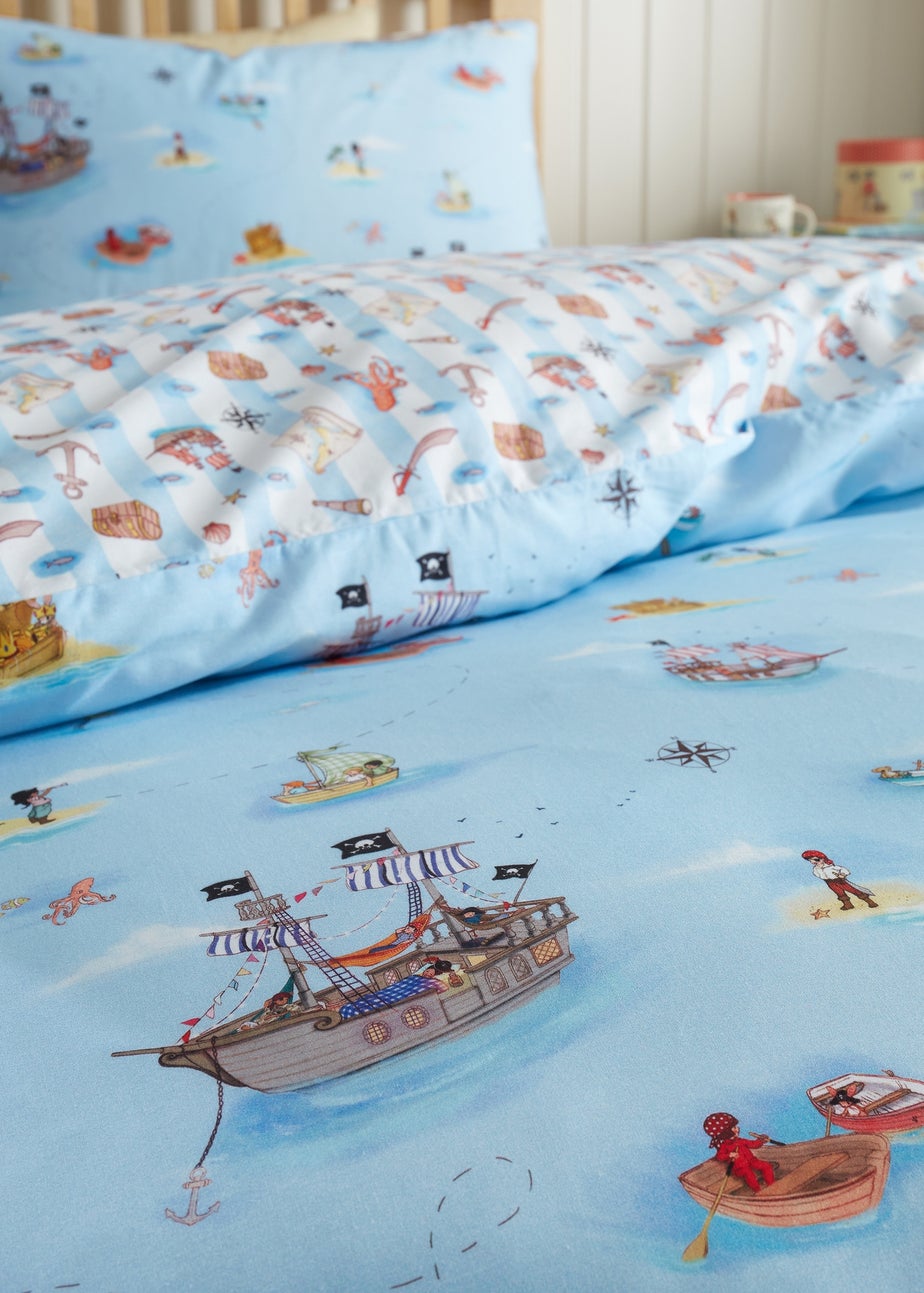 Belle & Boo Pirates Reversible Cotton Duvet Cover Set Blue