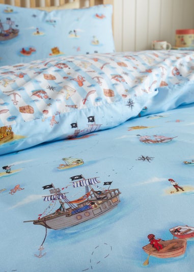 Belle & Boo Pirates Reversible Cotton Duvet Cover Set Blue