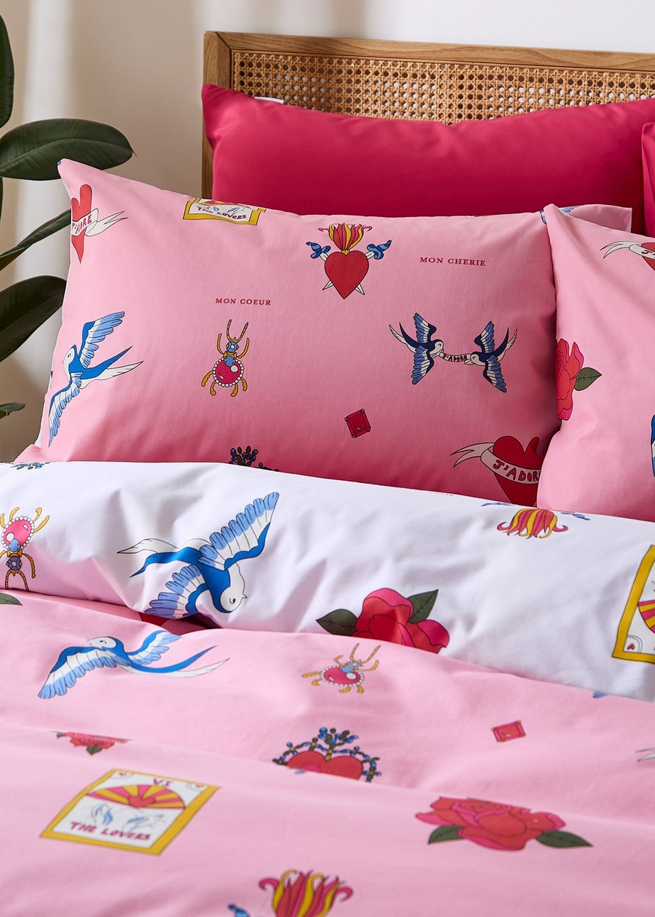 Their Nibs Mon Coeur Cotton Reversible Duvet Cover Set Pink