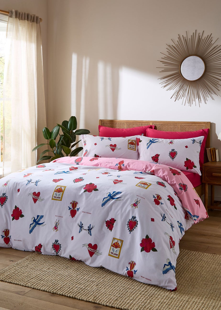 Their Nibs Mon Coeur Cotton Reversible Duvet Cover Set Pink