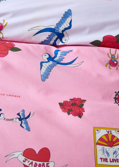 Their Nibs Mon Coeur Cotton Reversible Duvet Cover Set Pink
