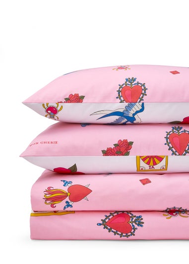 Their Nibs Mon Coeur Cotton Reversible Duvet Cover Set Pink