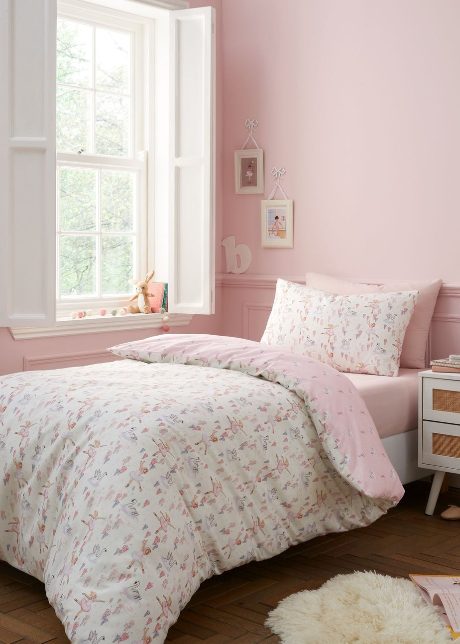 Belle & Boo Ballerina Reversible Cotton Duvet Cover Set Pink
