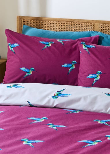 Their Nibs Hummingbird Cotton Reversible Duvet Cover Set Plum