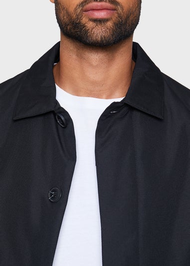 Threadbare Black Showerproof Padded Longline Mac