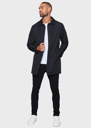 Threadbare Black Showerproof Padded Longline Mac