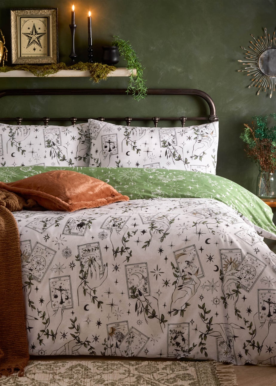 Furn Celestial Stories Printed Reversible Green Duvet Set
