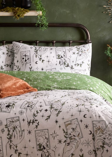 Furn Celestial Stories Printed Reversible Green Duvet Set