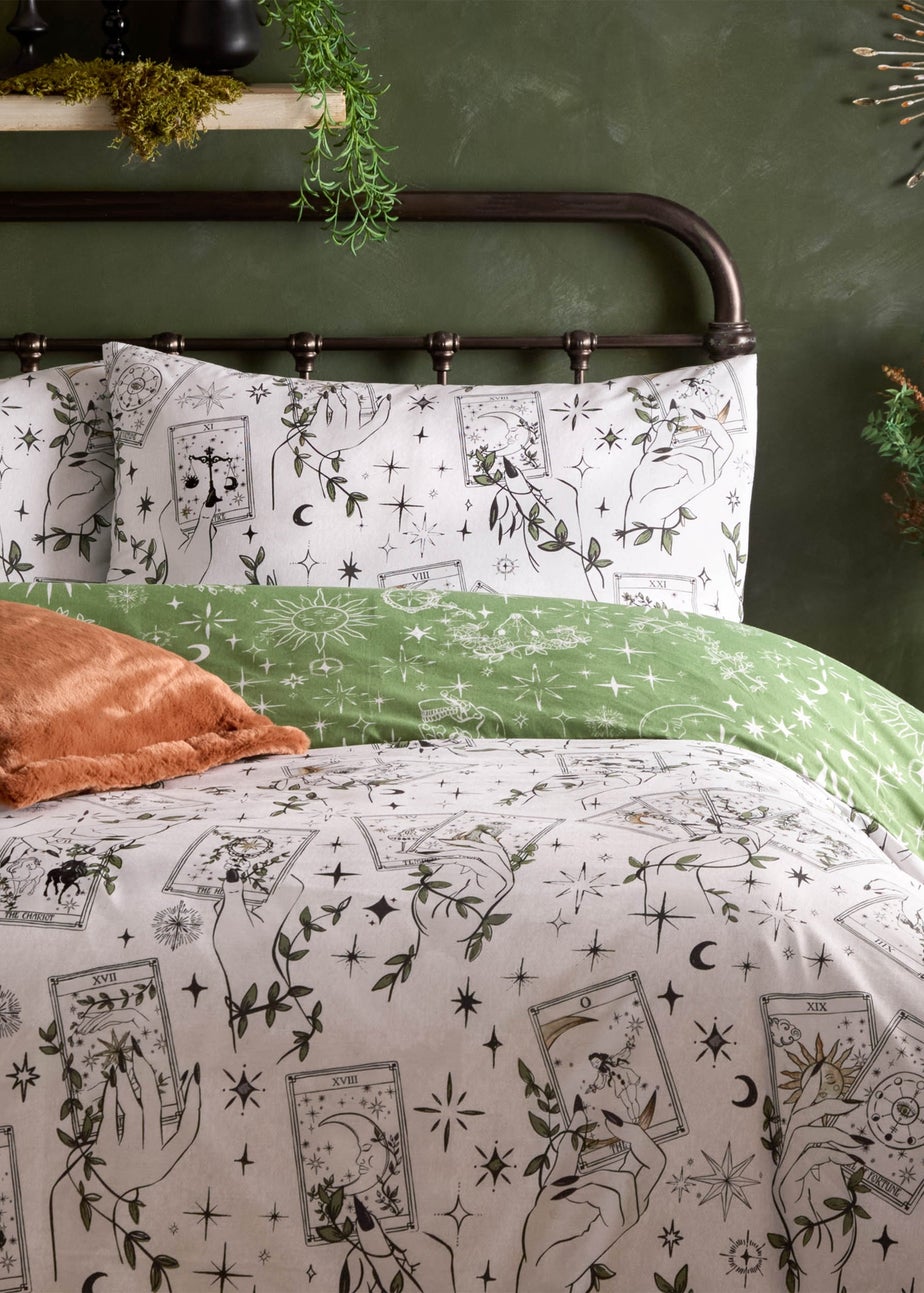 Furn Celestial Stories Printed Reversible Green Duvet Set