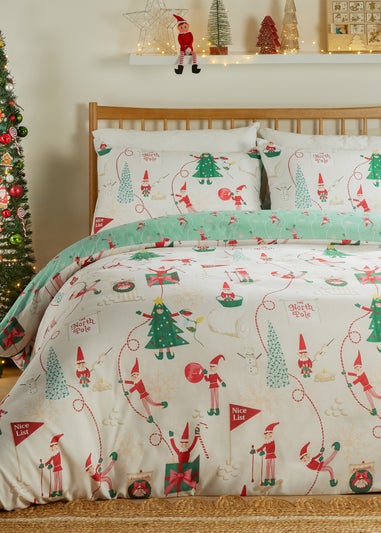 Duvet Day Elfie Printed Soft Touch Cream/Mint Duvet Set