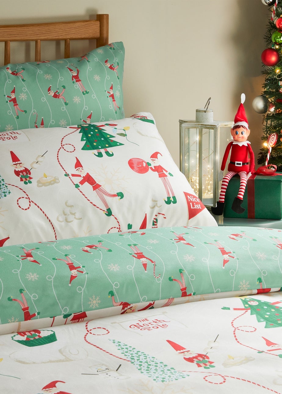 Duvet Day Elfie Printed Soft Touch Cream/Mint Duvet Set
