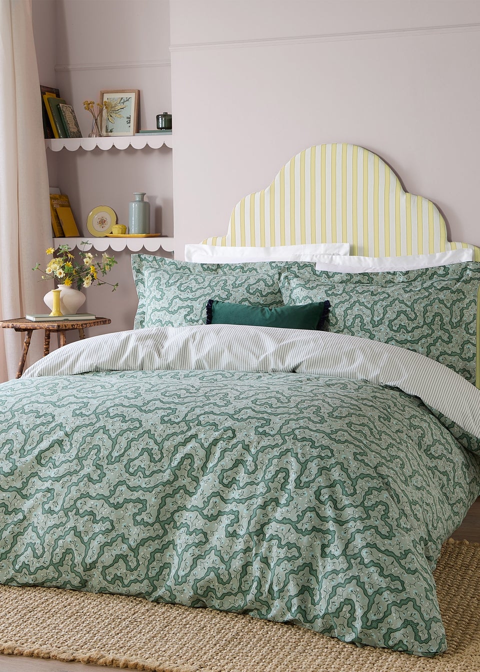 Wylder Brianna Floral 100% Cotton Tarragon Green Duvet Set