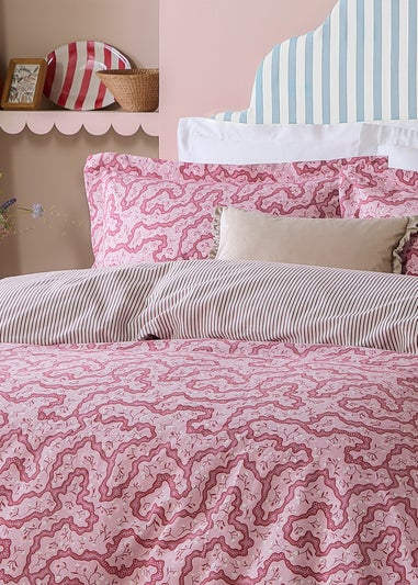 Wylder Brianna Floral 100% Cotton Cherry Duvet Set
