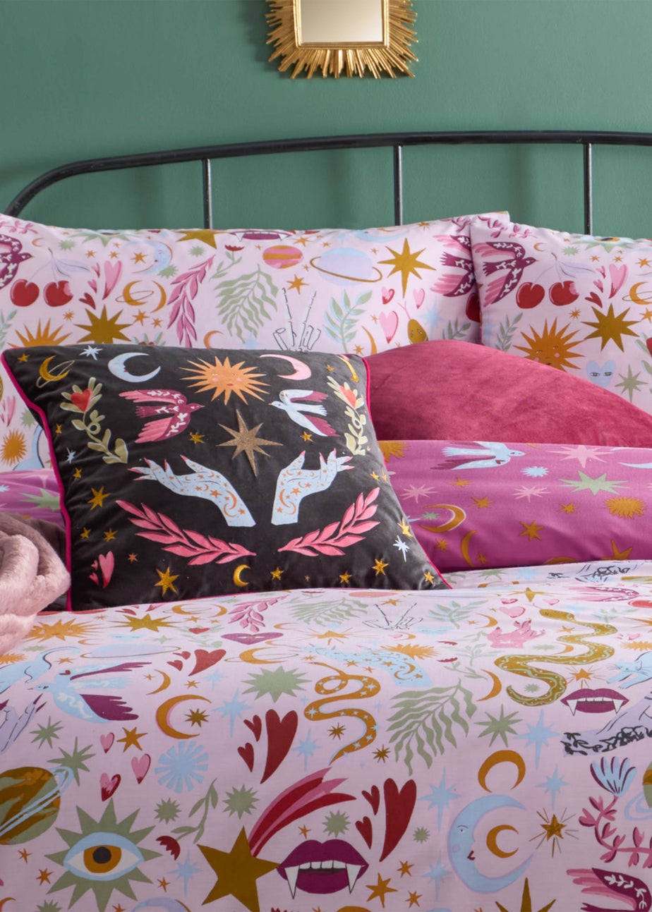 Furn Enchanted Printed Reversible Pink Duvet Set