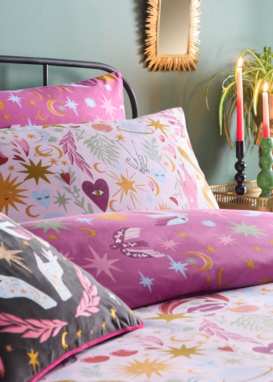Furn Enchanted Printed Reversible Pink Duvet Set