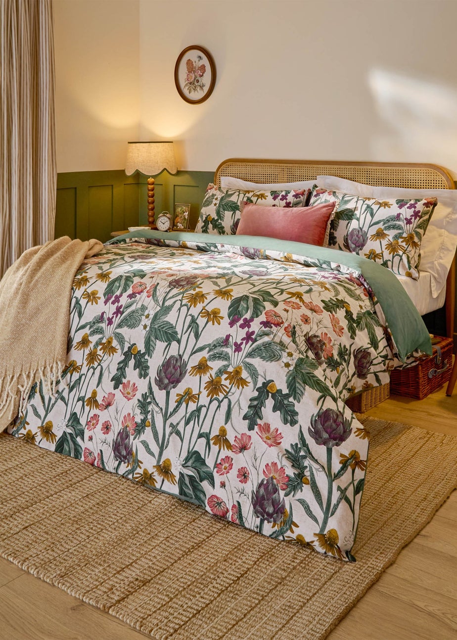 Wylder Florapedia Printed Floral Oatmeal Duvet Set