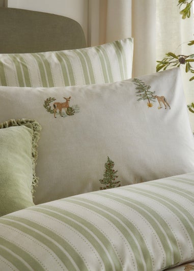 Wylder Nature Charlecote Printed 100% Cotton Green Duvet Set