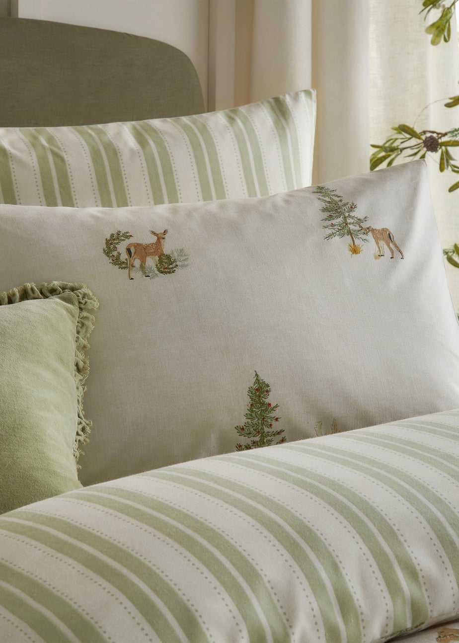 Wylder Nature Charlecote Printed 100% Cotton Green Duvet Set