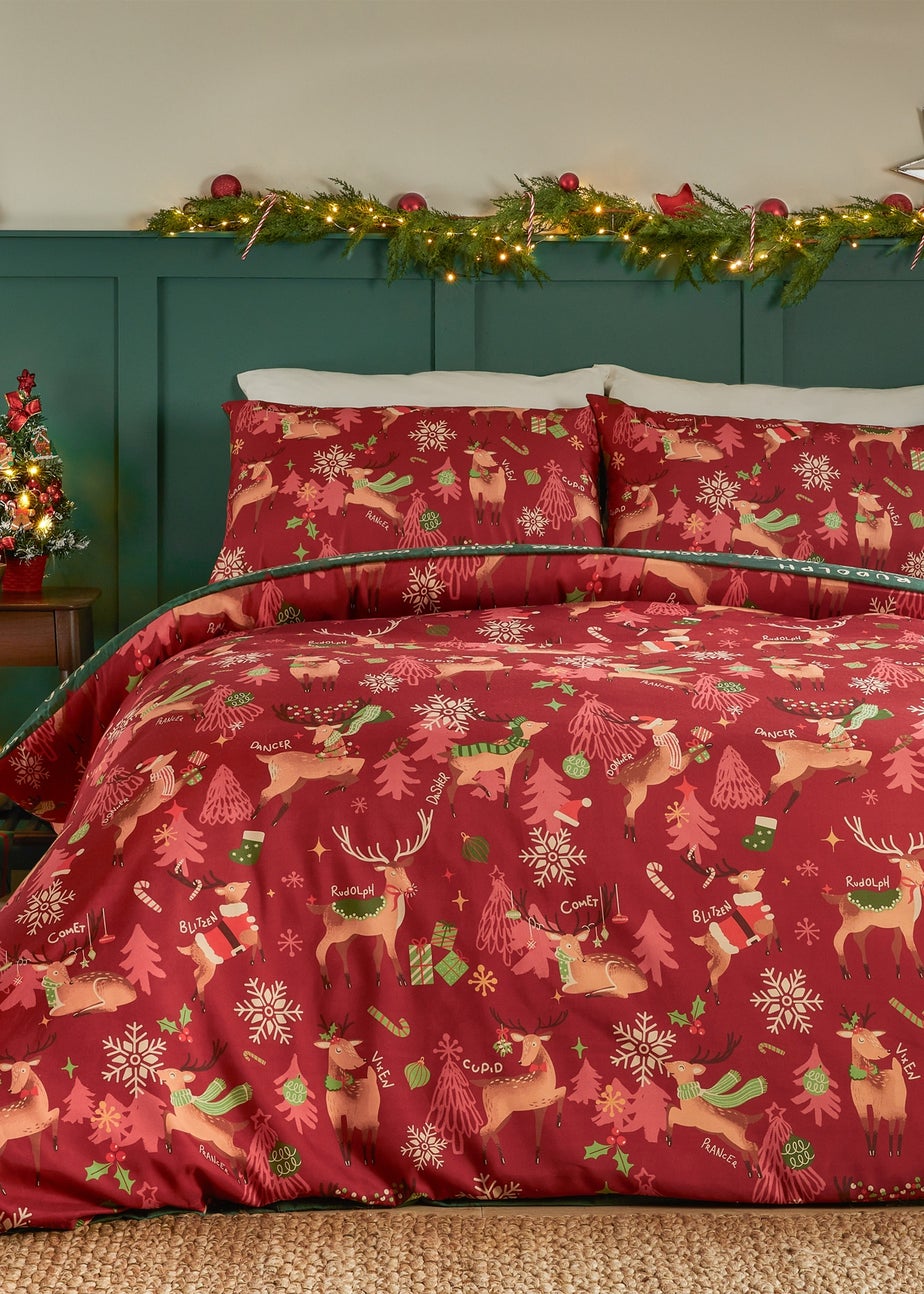 Duvet Day Sleigh Team Soft Touch Red Duvet Set