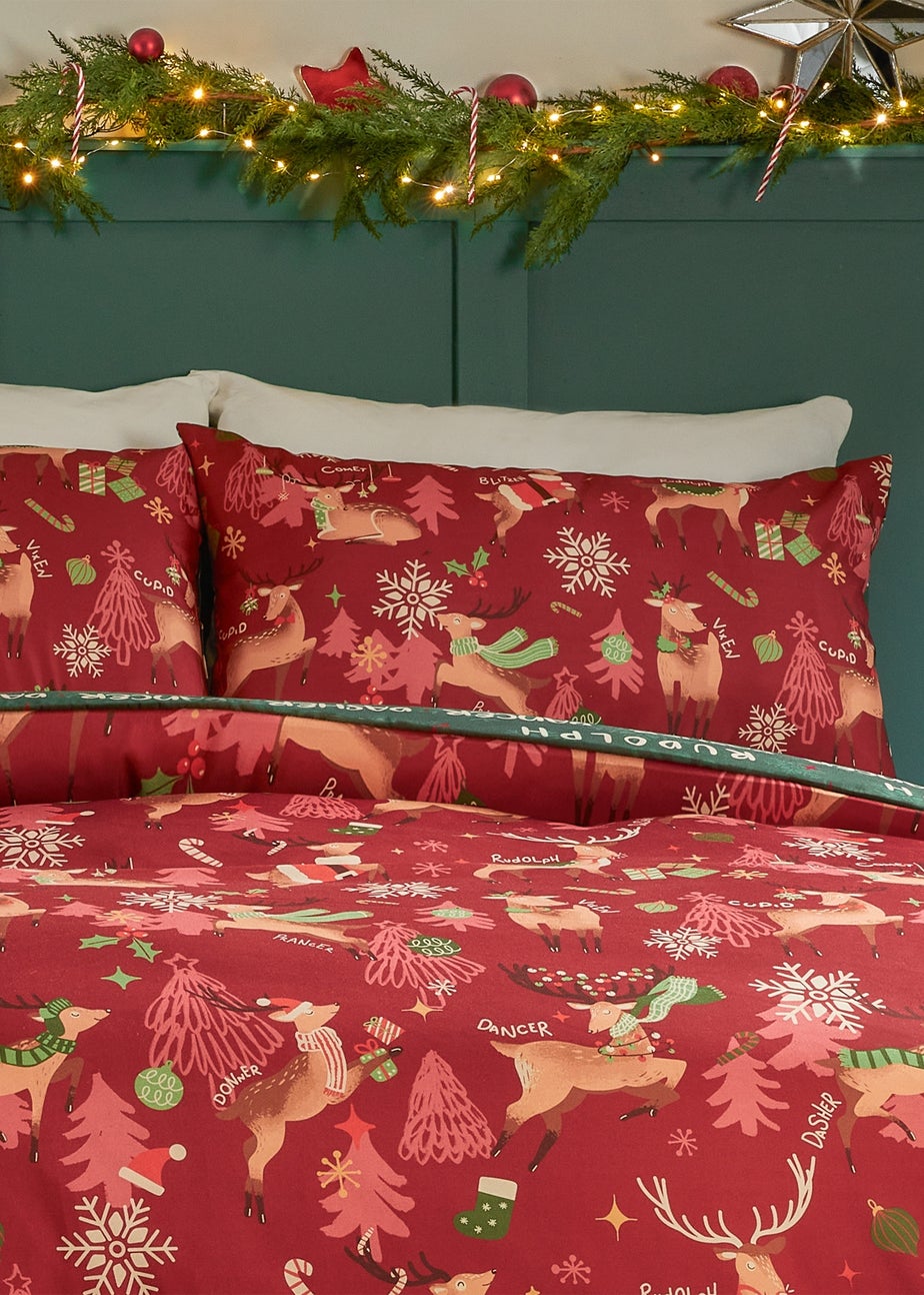 Duvet Day Sleigh Team Soft Touch Red Duvet Set