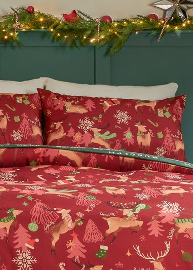 Duvet Day Sleigh Team Soft Touch Red Duvet Set