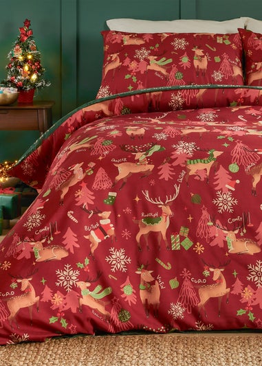 Duvet Day Sleigh Team Soft Touch Red Duvet Set