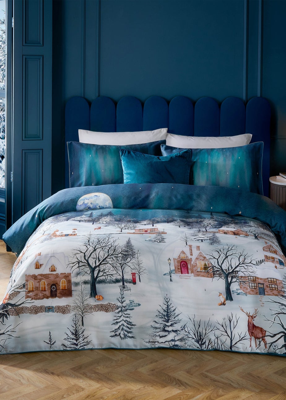 Paoletti Starlight 100% Cotton  Midnight Blue Duvet Set