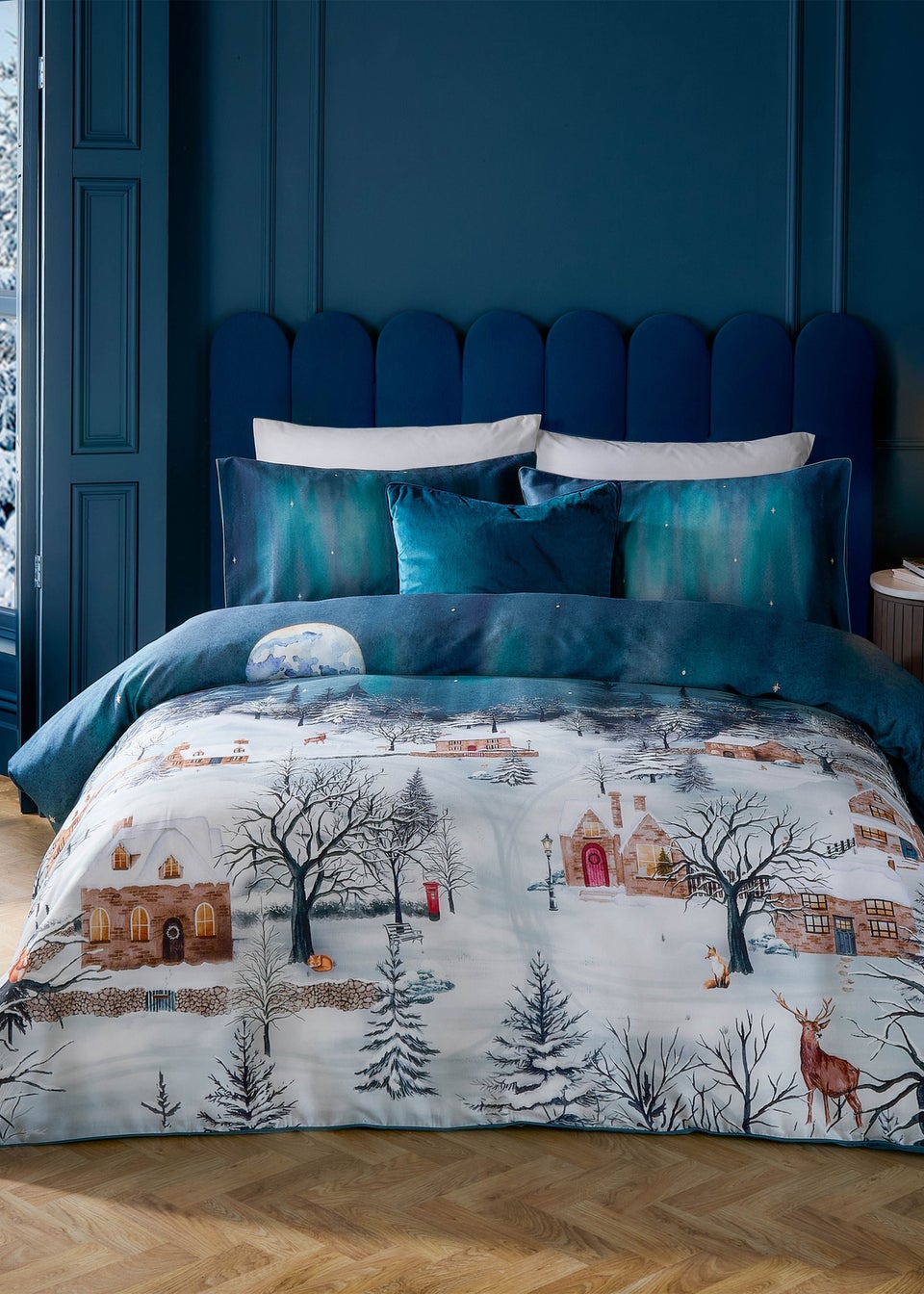 Paoletti Starlight 100% Cotton  Midnight Blue Duvet Set